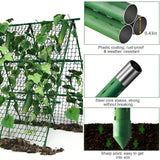 Garvee Outdoor Plant Support Trellis, 4 ft x 4 ft Metal A-Frame with Netting for Tomatoes Cucumbers Peas Beans Grapes, Climbing Vegetable Garden Trellis for Raised Beds, Green