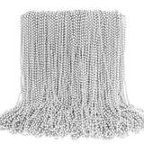 100PCS Bead Necklace, Silver Mardi Gras Beads Stuff Party Favors, Christmas 33" Toy Necklaces Costume, Festival Parade Throw Accessories for Wedding Birthday Celebrations Decoration