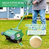 SENVERT Rolling Lawn Aerator, Heavy Duty Push Spike Aeration Tool Up to 55 lbs, Manual Rotary Grass Aerator for Garden and Yard Use