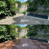 GREEN ALLUVIUM Premium Acacia Wood Interlocking Deck Tiles, 9 PCS 12"x12"x0.9" Patio Flooring, Waterproof Decking Tiles for Balcony, Backyard & Patio, All Weather Use (Dark Brown – Crossed Pattern)
