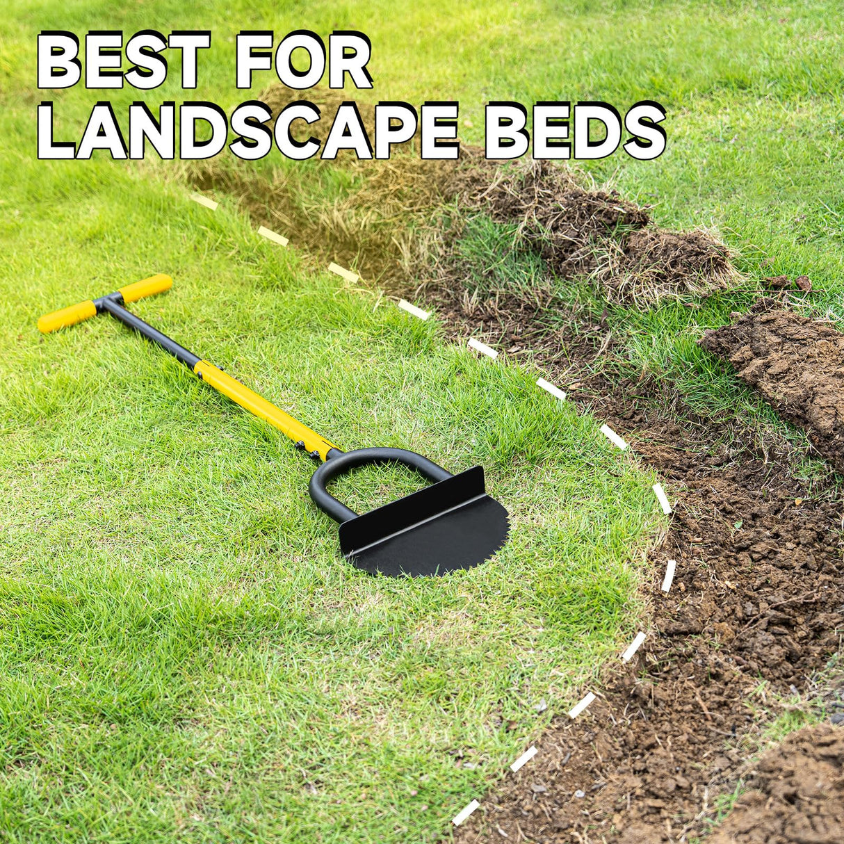BlumeTrec Manual Edger Lawn Tool with 38"-42" Adjustable Length, Saw-Tooth Border Edger with Wide Footplate Manganese Steel Blade, Garden Edging Tool for Flower Beds, Landscaping, Sidewalks, Yard