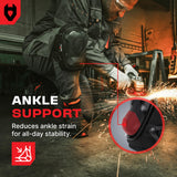 NoCry Professional Construction Knee Pads for Men and Women with Non-Slip Heavy Duty Cap and Ankle Support — Thick Foam and Gel Cushioning — Reinforced, Adjustable Straps and Military Grade Rivets