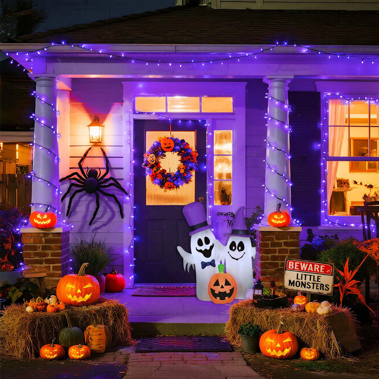 JMEXSUSS 500 LED Purple Halloween Lights, 173ft 8 Modes Halloween String Lights Outdoor Waterproof, Green Wire Purple LED Christmas Tree Light for Indoor Party House Christmas Decorations