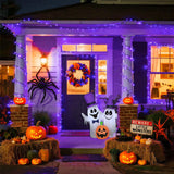 JMEXSUSS 500 LED Purple Halloween Lights, 173ft 8 Modes Halloween String Lights Outdoor Waterproof, Green Wire Purple LED Christmas Tree Light for Indoor Party House Christmas Decorations