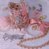 Mystery Jewelry Jar for Women, Pink Jewelry Gift Set(Elegant and lovely Boho Mixed Punk Everyday Necklaces,Earrings, Rings,Bracelets/Bangles),Valentines Day Gifts,Unique Alternative Fashion Romantic Present for Her(Pink - 25-30 pcs)