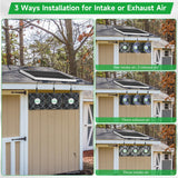 blessny Solar 3 Fan Kit for Intake or Exhaust air, Weatherproofed Solar Powered Fans for Outside Chicken Coops, Greenhouses, Shed, Pet House Air Ventilation
