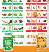 The Vitamin Kitchen Fruit and Veggie Supplements-90 Fruits, 90 Veggies Capsules to Boost Energy Level - Whole Food Fruits and Vegetable from Super Foods - Made in USA - Soy & Vegan Free (Pack of 2)…