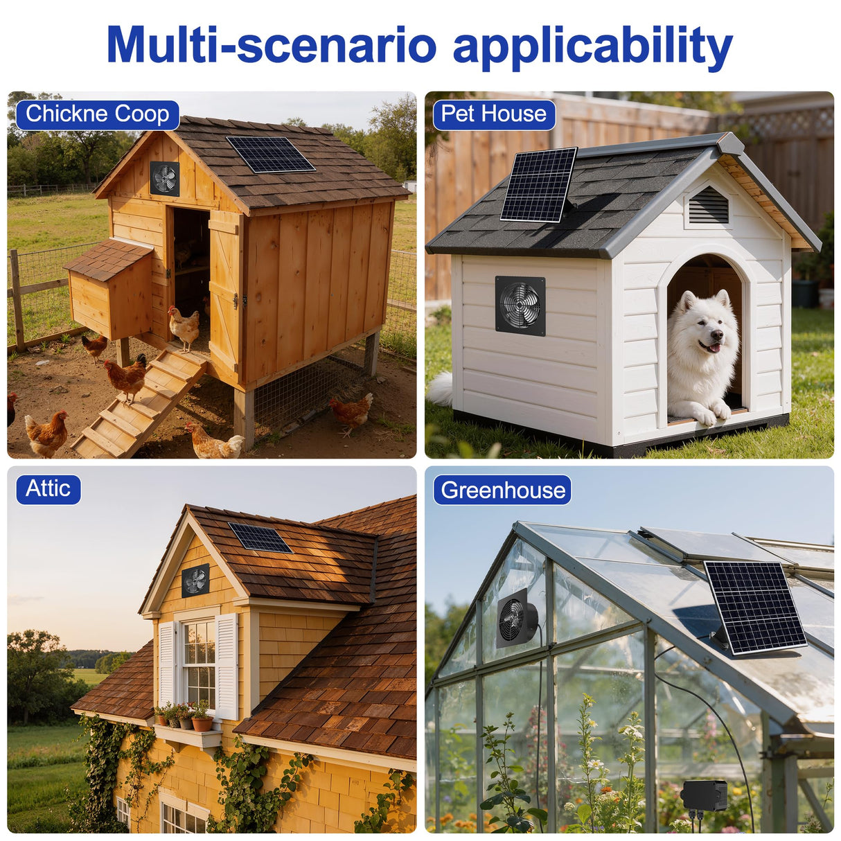 Teflever 15W Solar Powered Fan with Reversible Airflow - Intake & Exhaust, Programmable Remote Control with Timer, Aluminum Fan for Chicken Coop, Greenhouse, Shed, Pet House