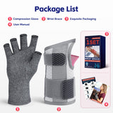 FEATOL Carpal Tunnel Wrist Brace & Compression Arthritis Glove Set For Women- Short Wrist Brace Daytime Support- Pain Relief For Work, Typing, Tendonitis, Sprains- Left Hand, Large