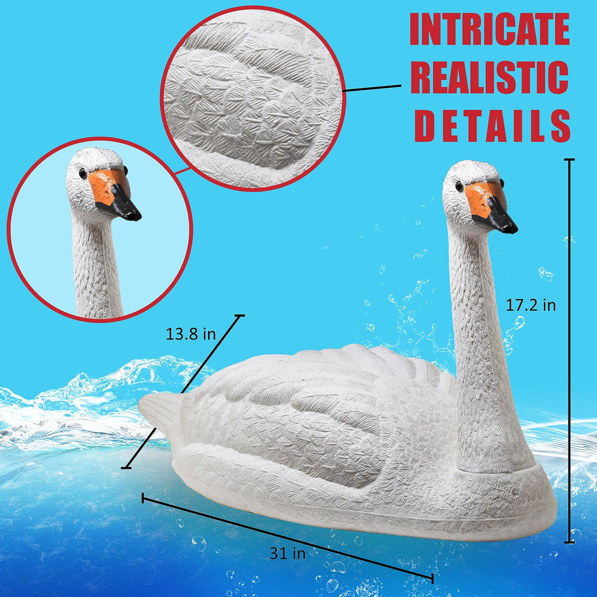 Galashield Swan Decoys for Geese | Large Floating Swan Decoy for Pool, Pond & Lake [2 Pack]