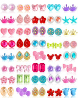 Kids Clip On Earrings for Girls 20/30 Pairs Hypoallergenic Clip on Earrings for Kids Cute Animal Earrings for Little Girls Toddlers Jewelry Set Party Favor Gift (40 Pairs)