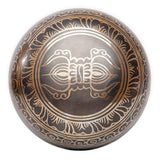 Premium Tibetan Singing Bowl Set – Handmade in Nepal Sound & Meditation Bowl – Spiritual Decor for Yoga, Wellness Spaces & Relaxation by Himalayan Bazaar (Brown & Red)