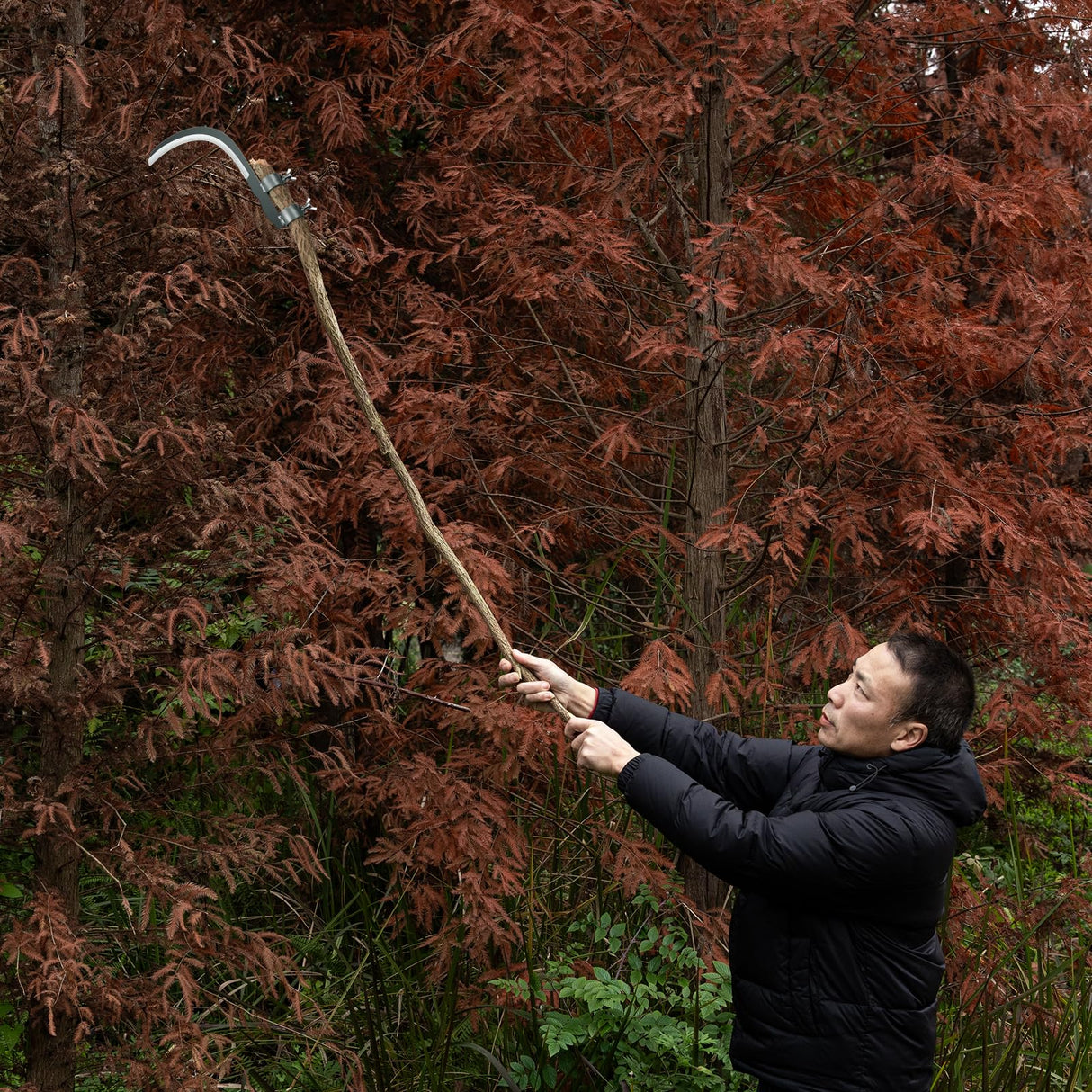 Steel Straw Sickle with Replaceable Wooden Handle Function, Manganese Steel Blade, Handheld Gardening Tools Multipurpose Gardening Weeding Grass and Farming Portable Safety Sickle
