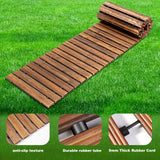 LINSHRY 12FT Wooden Garden Pathway, Outdoor Roll Out Decorative Garden Walkway, Weather-Resistant Non-Slip Hardwood Pathway for Garden, Backyard, Beach, Wedding Party Pathways(Dark Brown)