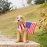Cynkeyee Outdoor Garden Decor Dog Statue - Large Resin Puppy with American Flag Statues Sculpture for Outside Yard Lawn Home Decor Americana Patriotic Decorations 12.5x8.5x13.5 Inch