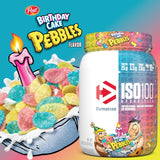 Dymatize x Birthday Cake Pebbles ISO100 Whey Protein Powder Isolate, 25g of Protein, 20 Servings, 5.5g BCAAs, 120 Cal., Gluten Free, 1g Fat, 1g Sugar, 2g Carb