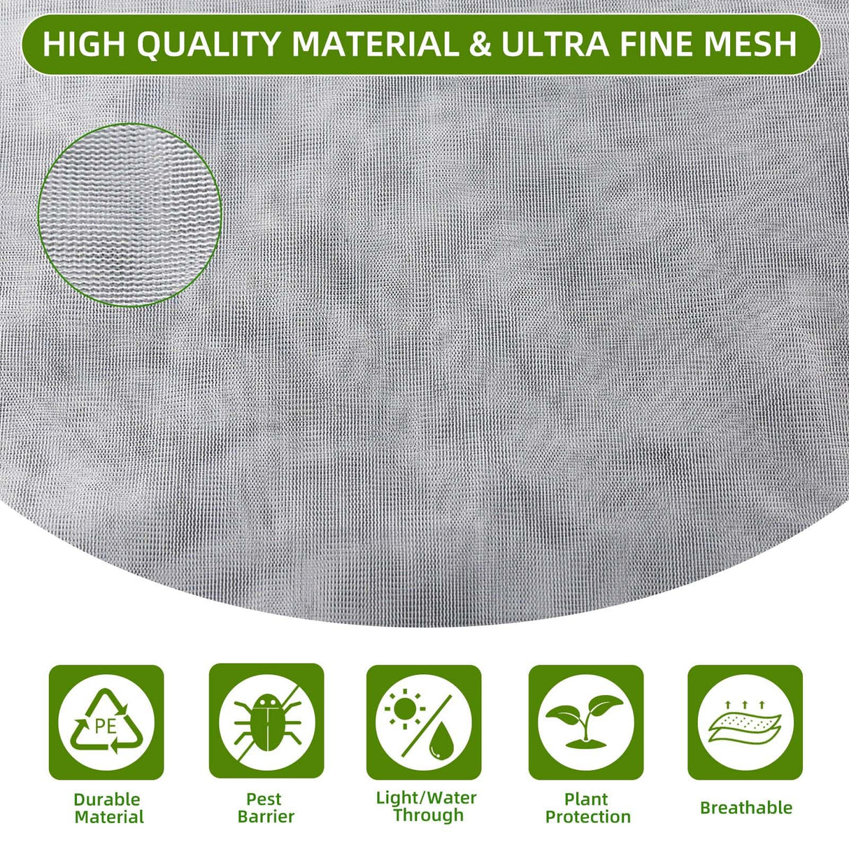 PDGROW Garden Mesh Netting for Plants, 4 Pack Insect Bird Barrier Netting Mesh with Drawstring, 3.3x4.9 FT Garden Bug Netting Plant Cover for Protect Fruit Tree Vegetable Flowe
