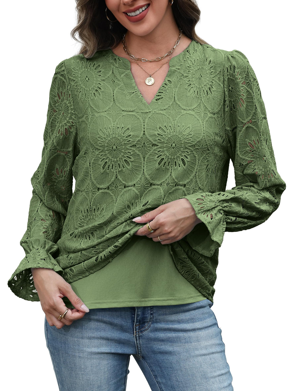 Business Casual Outfits for Women 2025 Long Sleeve Tops Womens Shirts Dressy Blouses for Women Business Casual Green Christmas XL