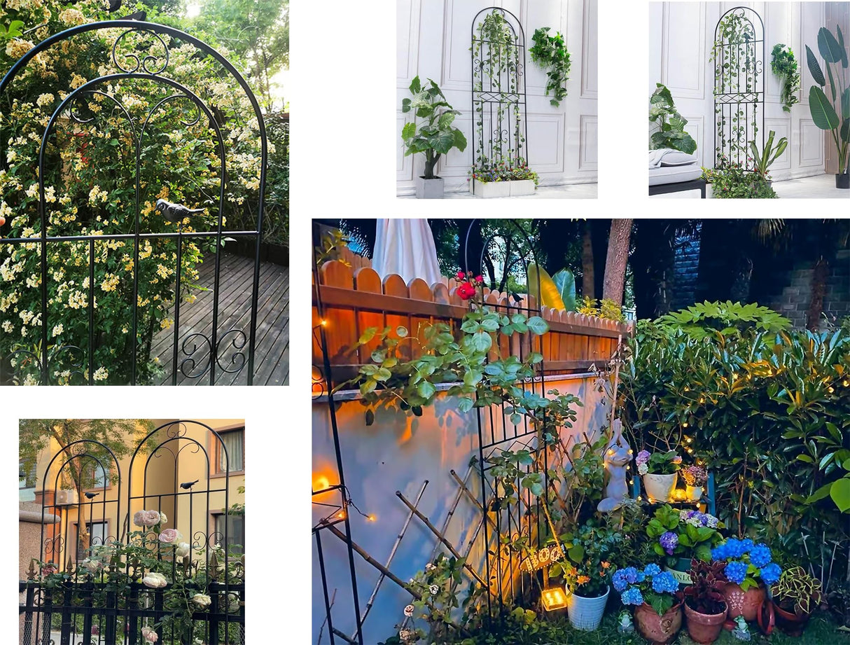 Macteyia 2 Pack 86.7" H x 19.7" W Metal Garden Trellis with Black Coating, Wire Lattice Grid Panel for Climbing Plants Outdoor Roses Vine Cucumbers Vegetables Flower Support (86.7" H, 2 Pack)