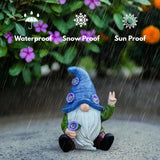 IMPECCABLE GOODS Peace Gnome Garden Statue - Original Design - Blue Peace Gnome Design for Yard, Lawn, Patio, Porch - Garden Decoration - Solar Light - Mom - Grandmother Outdoor Decor & Unique