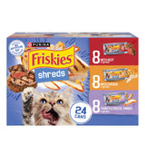 Friskies Purina Shreds Wet Cat Food in Gravy Variety Pack, (24) 5.5 oz Cans