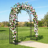 VINGLI Garden Arbor, Arch Archway for Wedding Ceremony Party, Steel Garden Trellis for Plant Climbing, Christmas Garden Decorations Pergola for Garden, Backyard, Lawn (Black, 7.9FT)