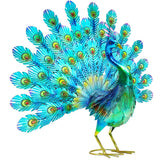 Autodaya 27.5" Metal Peacock Garden Statue with Spread Tail Yard Art