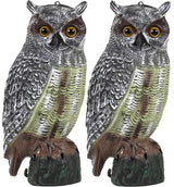 Owl Decoys to Scare Birds Away Plastic Owl Statue 16.5" Tall [Pack of 2]