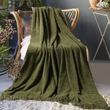 LONG CREATE Chenille Throw Blanket for Couch 50" x 60", Olive Green
