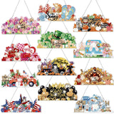 Cinnvoice 12 Pcs Seasonal Diamond Art Wreath Kits Holiday Fall Halloween 5d DIY Diamond Art Hanging Signs Thanksgiving Christmas Ornaments for Wall Door Decoration(Novel)