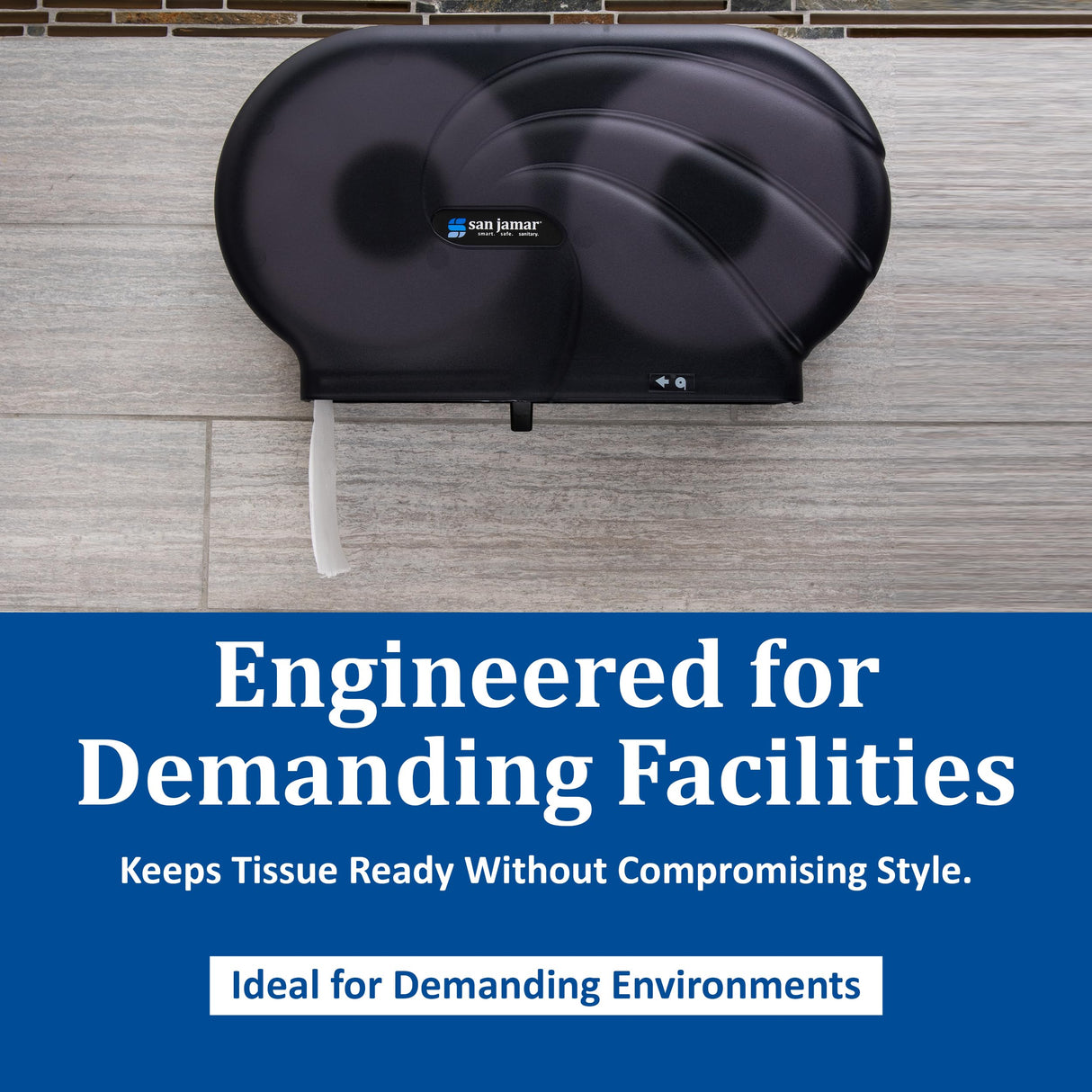 SJMR4090TBK - San Jamar Oceans Twin 9amp;quot; JBT Toilet Tissue Dispenser