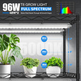 JESLED Waterproof T8 Grow Lights for Indoor Plants, 4FT Full Spectrum 5000K LED for Seed Starting, Seedling & Veg, 96W (2 x 48W, 600W Equiv), Linkable Sunlight Outdoor Grow Light Strip,2-Pack