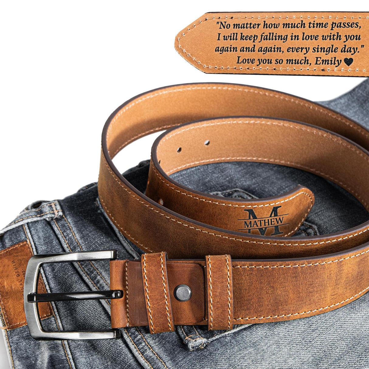 Custom Engraved Leather Belt, Personalized Genuine Leather Adjustable Strap with Hidden Message, Name, Initials, Date, Unique Gift for Husband, Father, Wedding, Anniversary, Valentine, Christmas