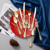 N9R 300pcs Gold Plastic Silverware Dinnerware Flatware- Heavyweight Plastic Cutlery Set, 100 Forks, 100 Spoons, 100 Knives, Gold Utensils for Party, Thanksgiving, Christmas