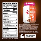 Dymatize x Dunkin' Mocha Latte ISO100 Whey Protein Powder, 95mg Caffeine, 25g of Protein, 20 Servings, 5.5g BCAAs, 120 Cal., Gluten Free, 1g Fat, 1g Sugar, 3g Carb