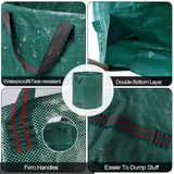 Pilntons 3 Pack 137 Gallons Reusable Yard Waste Bags with Double Bottom Extra Large Leaf Lawn Bags Reusable Heavy Duty With 4 Handles Garden waste Bags Containers for Debris Grass Clipping
