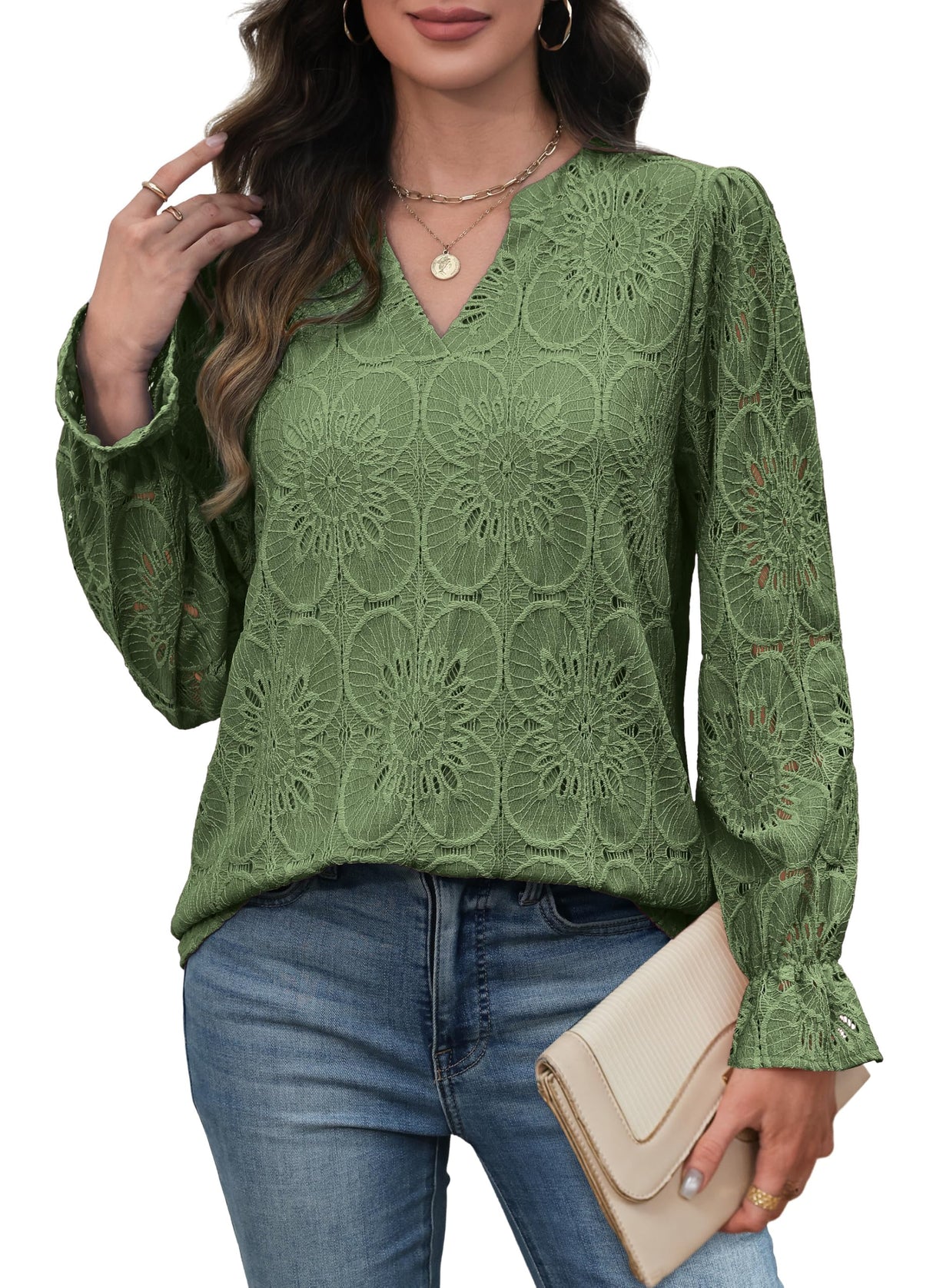 Business Casual Outfits for Women 2025 Long Sleeve Tops Womens Shirts Dressy Blouses for Women Business Casual Green Christmas XL