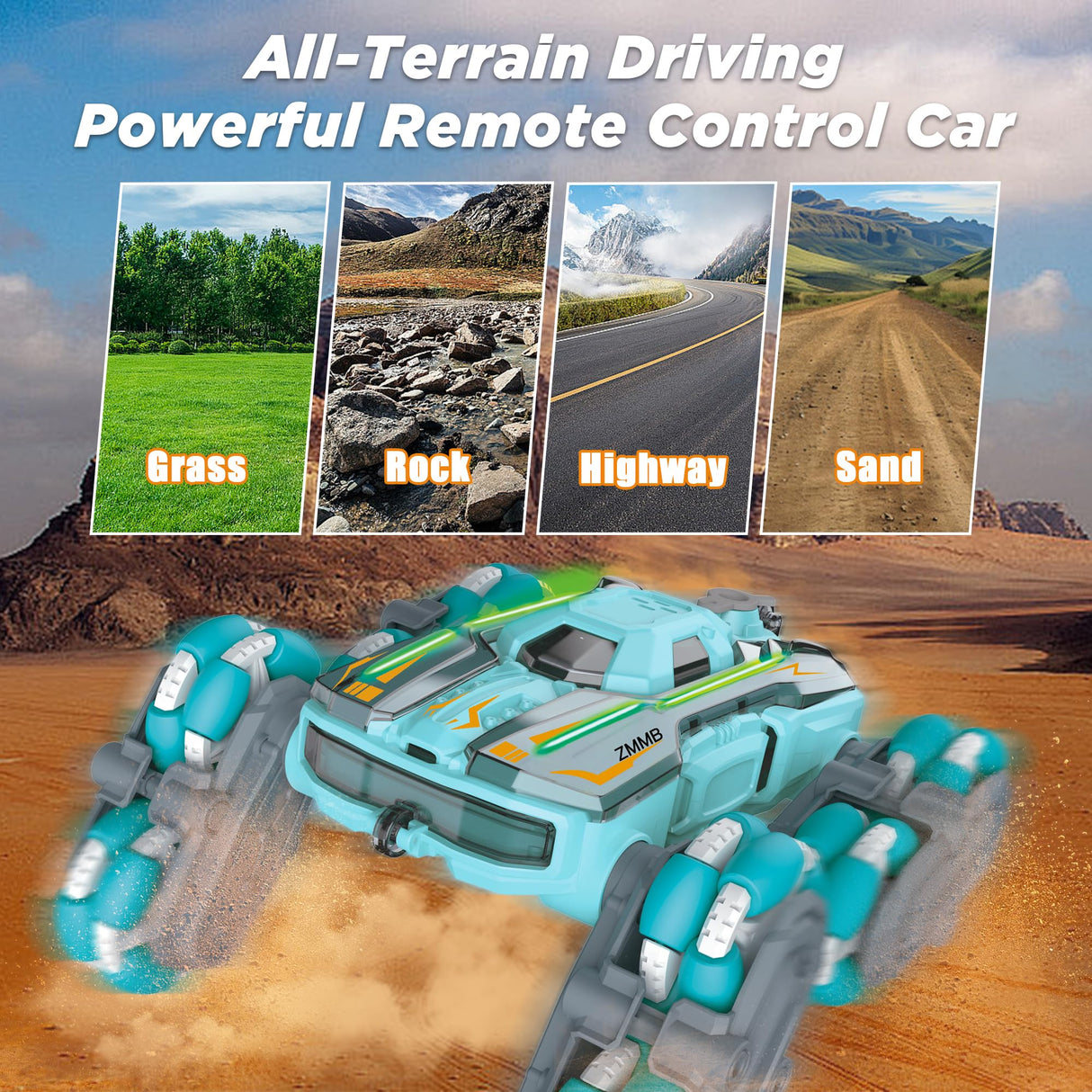 ZMMB 8 Wheel RC Stunt Car with Gesture Control, Spray & LED Lights, Double-Sided Off-Road Vehicle for Boys & Girls Ages 6-14, Ideal Christmas & Birthday Gift