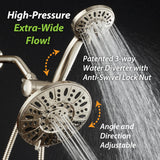 AquaDance 7" Premium High Pressure 3-Way Rainfall Combo with Stainless Steel Hose – Enjoy Luxurious 6-setting Rain Shower Head and Hand Held Shower Separately or Together – Brushed Nickel Finish