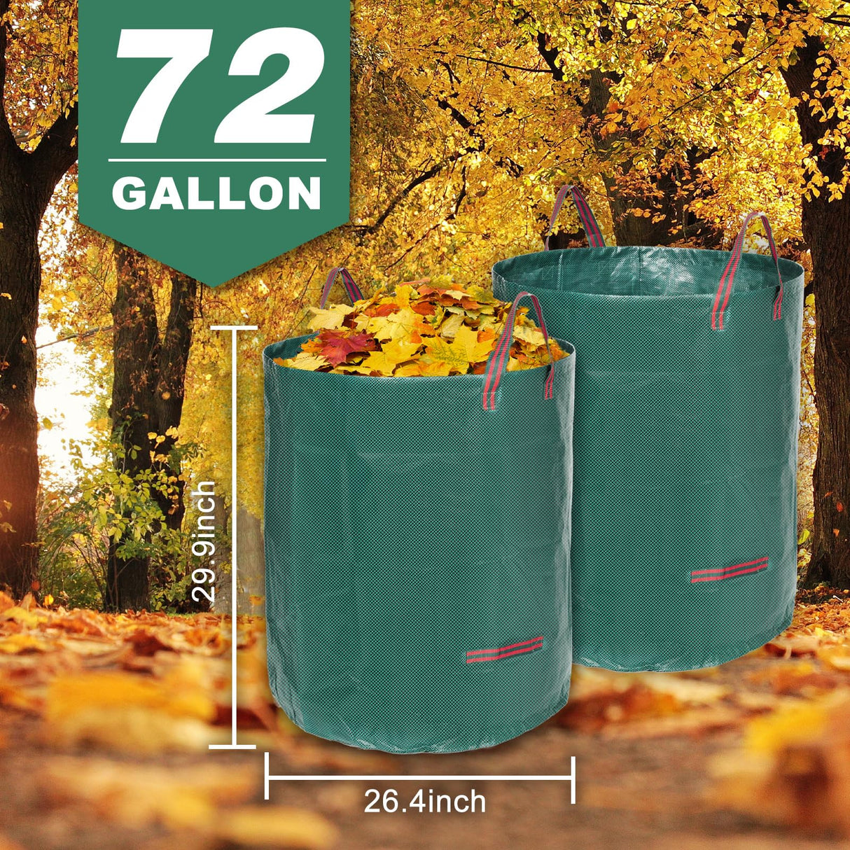 72 Gallon 3 Pack Reusable Yard Waste Bags for Lawn & Garden