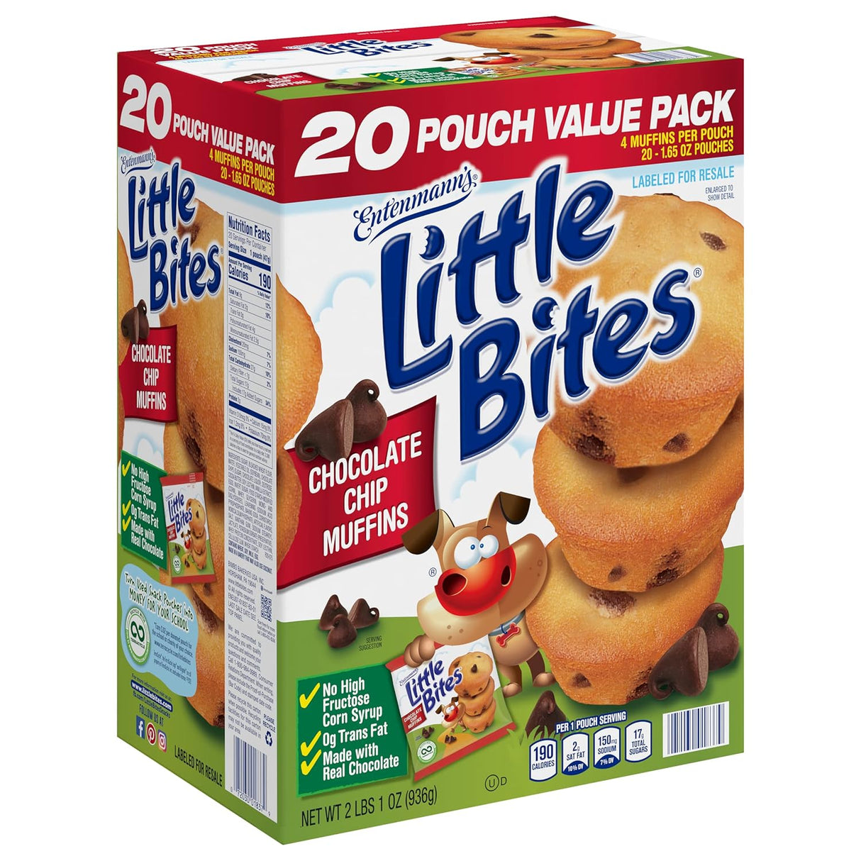 Entenmann's - (4 pack) Little Bites Assorted Muffins, 80 individual packs, (20 ct each), Mini Muffins, 138 oz Variety Pack – (20) Chocolate Chip, (20) Fudge, (20) Blueberry, (20) Party Cake