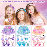 Princess Dress Up for Girls, Toddler Toys for Ages 3-8, 3 PCS Light Up Toddler Dress Up Clothes with Accessories, Kids Toys for 3 4 5 6 7 8 years Girl Christmas Halloween Birthday Gift