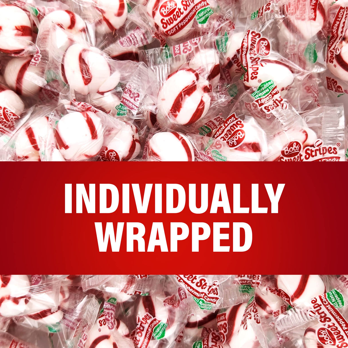 BobsSweet Stripes (1.8 Pound) Soft Peppermint Candy, Individually Wrapped Mint Candy, The Perfect Christmas Candy.