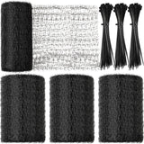 Woanger 3 Pack Deer Fence Netting Bird Netting Garden Net with 150 Pcs Cable Ties for Bird Protect Plants, Vegetables Against Birds Fruit Trees Deer Squirrel Rabbit and Other Animals (Black,7x100 ft)