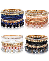MILACOLATO 4 Sets Boho Stackable Bracelets for Women Adjustable