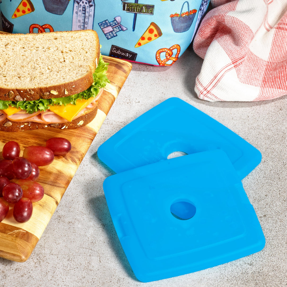 Cool Coolers by Fit & Fresh Kids Clear Blue Ice Packs, Quick Freeze, Space-Saving, Reusable Ice Pack for Lunch Boxes & Coolers