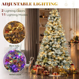 YITAHOME Prelit Snow Flocked Artificial Full Christmas Tree 6ft with Remote Control, Christmas Pine Tree with 11 Light-Modes, 1000 Branch Tips, and Foldable Base for Home, Party Decoration