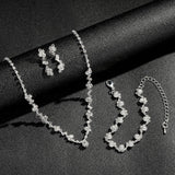 AKUSESALI Silver Jewelry Sets for Women Rhinestone Necklace Dangle Earrings Bracelet Set Bridal Wedding Jewelry Sets for Brides Bridemaid Prom Costume Accessories Jewelry