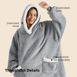 Bedsure Wearable Blanket Sherpa Hoodie Halloween Gifts, Grey, Standard