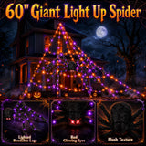 Halloween Decorations Outdoor Spider Web Lights - 550 LEDs Purple and Orange Remote Control Timer Plug in Giant Halloween Decor Cobwebs - 11 Modes Lighting Waterproof Yard Garden Party Decorations